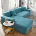 Vandeniui atsparus tvirtas elastingas sofos užvalkalas gyvenamajam kambariui, tamprus žakardo elastano kampas, L formos sofos sofos užvalkalas 3 seat 195-230cm mėlyna