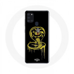 Coque pour Samsung Galaxy A21s Cobra Kai Logo Jaune Fond Noir Affiche S&eacute;rie