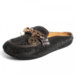 Mados Crystal Bling Mules &Scaron;lepetės Moteri&scaron;ki Batai Moteri&scaron;ki Mules Batai Apvalūs Žemakulniai Eleganti&scaron;ki batai Moteri&scaron;kos &scaron;lepetės Laisvalaikio batai 37 pilka spalva