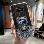 Pocox3 Quicksand Astronaut laikiklio dėklas, skirtas Xiaomi Mi Poco X3 Pro Nfc X4pro M3 F3 stovo silikoninis dangtelis Poko X 3 X3pro Pokox3 poco x3 pilka/juoda