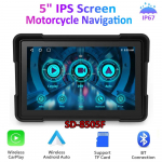 5-inch IPS Screen Motorcycle Navigation (Touch screen), GPS Navigation, 2024, Carplay, Android auto, IP67 waterproof, Dual Bluetooth