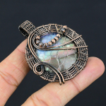 Natural Titanium Druzy Gemstone Handmade Copper Wire Wrap Pendant 2.36 j7u84