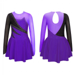 Vaikų mergaičių suknelės ilgomis rankovėmis putojančio kalnų kri&scaron;tolo dekoro tu&scaron;čiavidurės nugaros gimnastikos &scaron;okių čiuožimo suknelės 9-10 Years