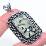 Natural Prehnite Gemstone Handmade 925 Sterling Silver Pendant 2.44 j8m50