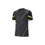 Puma Futbolo treniruočių spauda V formos i&scaron;kirptė laisvalaikio sportiniai mar&scaron;kinėliai trumpomis rankovėmis Vyri&scaron;ki vir&scaron;utiniai drabužiai, juodi 657209-40 S