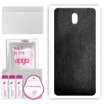 apgo Protective Skin Sticker for the back compatible with Nokia C01 Plus, Wrap Film, Foil, Vinyl - Pattern Black Leather
