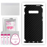 apgo Protective Skin Sticker for the back+sides compatible with Samsung Galaxy S10 Plus, Full Wrap Film, Foil, Vinyl - Pattern Carbon Black