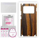 apgo Protective Skin Sticker for the back+sides compatible with Xiaomi Poco M4 Pro, Full Wrap Film, Foil, Vinyl - Pattern Tigerwood