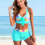 Moteri&scaron;ki maudymosi kostiumėliai Tankini 2 dalių maudymosi kostiumėlis Mėlynos languotos kryžminės liemenės spausdintos atostogų maudymosi kostiumėliai S mėlyna