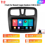 Automobilinis daugialypės terpės grotuvas, skirtas Renault Logan Sandero 2014&ndash;2019 2 Din Android Carplay automobilio stereo WIFI GPS navigacijos galvutės blokas 6+128 with 4G