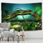 Nature Forest Gobelenas Pakabinamas Psichodeliniai medžiai Audinys Gobelenas Namų dekoras Poliesterio Stalo vir&scaron;elis Sunset Waves Gobelenas 95x70CM