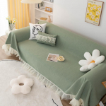 Perlų nėriniai Mergaitės &scaron;irdelė Keturių sezonų universalus &Scaron;enilinio sofa-lovos užtiesalas Apsauginis nuo įbrėžimų Vientisos spalvos Neslystantis Sofa-lovos uždangalas Audinys Antklodė 180X130