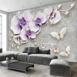 Didelis sienų tapetai Kūrybi&scaron;kas 3D reljefas Phalaenopsis gėlės Nuotraukų freska TV fono kambario dekoravimas