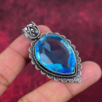 Tanzanito rankų darbo brangakmenio pakabukas, 925 prabos sidabro pakabukas, antikvariniai papuo&scaron;alai, pakabukas sužadėtuvių dovanai 2.20 Inches mėlyna