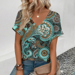 Moteri&scaron;ki mar&scaron;kinėliai Mada Retro Gėlių ra&scaron;to spaudas Moteri&scaron;ki laisvalaikio mar&scaron;kinėliai trumpomis rankovėmis 2024 vasaros populiarūs mar&scaron;kinėliai S