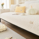 Imitacija aksominis sofos rank&scaron;luostis žiemos &scaron;iltas neslystantis universalus sofos užvalkalai Sekcijinis L formos sofos užvalkalas svetainei 70x70cm 1pc smėlis