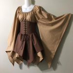 Helovino Cosplay rūmai Viktorijos viduramžių senovinis elfų kostiumas moterims Princess Bandage Kalėdinė Ptachwork vakarėlio suknelė kalėdinė XS