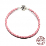 Sterlingo sidabro 925 prabos sidabro raudonos odos virvelės apyrankė tinka originaliems pakabukams, paprasto stiliaus &bdquo;pasidaryk pats&ldquo; auk&scaron;tos kokybės papuo&scaron;alai moterims 17cm