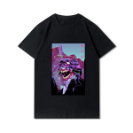 Didelio dydžio &bdquo;Evangelion&ldquo; marginti unisex mar&scaron;kinėliai apvaliu kaklu, medvilniniai vir&scaron;utiniai vasariniai anime laisvalaikio juodi mar&scaron;kinėliai 2XL