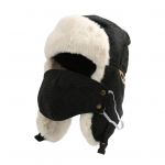 Unisex žieminė kepurė su ausų atvartais ir burnos dangteliu, pilna apsauga Stora pliu&scaron;inė &scaron;ilumą sulaikanti bombone&scaron;io kepurė lauke Aktyvumas dviračiu Kelionės stovyklavietėje juoda