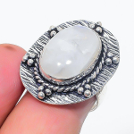 Natural Rainbow Moonstone 925 Sterling Silver Jewelry Ring Size 6.5 f9p75