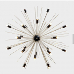 24 &scaron;viesus chromo spalvos ežių sietynas, kelių metalų smaigaliai juodo kūgio elegancijos ikoni&scaron;ka sietyno lempa namų interjerui 30" Diameter sidabras