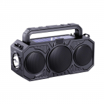 Lauko Bluetooth garsiakalbis su saulės energijos įkrovimu, belaidis garsiakalbis su žibintuvėliu, rankinis žemųjų dažnių garsiakalbis, retro mažas garsiakalbis One Size juoda