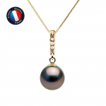 Collier - Perlinea - Perle de Culture de Tahiti A+ - Diamant 0,030 Cts - Or Jaune - 42 cm