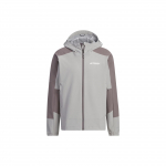 Adidas Wind.Rdy Softshell striukė su gobtuvu Spalvų blokų logotipas Sportinė lauko striukė Vyri&scaron;ka striukė Ledo pilka IP0732 XXL