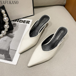 Maogu 2024 Vasaros Smailianosės &Scaron;lepetės Moterims Lauko Mink&scaron;tos Odos Stiletto Mulai &Scaron;lepetės Eleganti&scaron;ki Moteri&scaron;ki Bateliai su Kulnais Sandalai Moteri&scaron;ki 40 35 smėlis