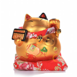 6 colių auksinė keraminė Maneki Neko statulėlė Laimės katė Pinigų dėžutė Feng Shui figūrėlė Namų dekoras Ornamentas