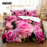 Rožių patalynės komplektas Antklodės užvalkalo komplektas 3D patalynė Skaitmeninė spauda Patalynės komplektas Mados dizainas 150x200cm 3pcs