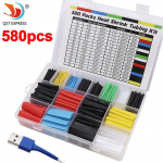 580 vnt vandeniui atsparių ugniai atsparių &scaron;ilumos susitraukiančių vamzdelių rinkinys: Spalvotos izoliacinės rankovės su dėžute 580pcs box pack