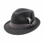 Vyri&scaron;ka fedora skrybėlė su plunksna ir kaspinu, vintažinė, trumpo kra&scaron;to, veltinė skrybėlė, vientisos spalvos, moteri&scaron;ka panama skrybėlė, 1920-ųjų klostuota skrybėlė dėvėjimui visą dieną &scaron;viesiai pilka spalva
