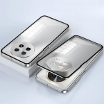 OPPO A5 Pro itin plonas aliuminio lydinio metalinis rėmelis buferis + grūdinto stiklo telefono galinis dangtelis OPPO A5pro smūgiams atsparus dangtelis OPPO A5 Pro sidabras