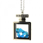 Collier - Pierres et Min&eacute;raux - Apatite bleu n&eacute;on - Acier inoxydable - Mixte - Dimensions 28x47mm