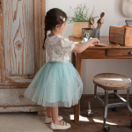 Mergaičių princesės suknelė &ndash; &Scaron;velnaus tiulio vakarėlio suknelė Mažylio tiulio sijonėlis Gėlėtas ir vintažinio stiliaus vaiki&scaron;kas drabužis S