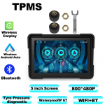 5 colių motociklo Carplay vandeniui atsparus 1080P WiFi belaidis Android-Auto DVR monitorius Dash Cam GPS navigacijos TPMS TPMS