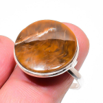Tiger Eye Handmade 925 Sterling Silver Jewelry Ring Size Adjustable g6v93