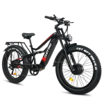 Tifgalop ES7PRO naujas elektrinis dviratis suaugusiems 1500W dviejų variklių EBike 52V 21AH Baterinis hidraulinis stabdys 60km/h 26'' Fat Tire Droselis MTB dviratis ES7PRO-Black
