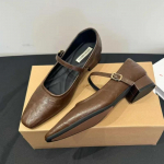 Mary Jane viengubi bateliai storais kulnais, eleganti&scaron;ki klasikiniai retro stiliaus bateliai kvadratine nosele, patogūs mink&scaron;ti, negilūs, žemi moteri&scaron;ki bateliai 35
