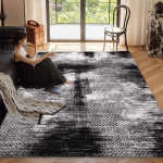 Juodai baltas kilimas Svetainės kilimas Lengvos prabangos stilius Tamsios spalvos Miegamasis Abstraktus Sofa Patogus ir Atsparus purvui 60*90CM