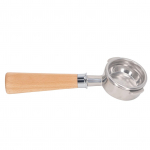Kavos portafilterio rankena 58 mm nerūdijančio plieno nuimamas dugnas be dugno 3 auselių portafilteris Nuova Type A2 Beech Wood