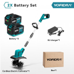 YOFIDRA be&scaron;epetis elektrinis sodo kultivatorius vejapjovė rototiller dirvožemio įdirbimui sodo įrankis tinka Makita 18V akumuliatoriaus kai&scaron;čiams 2*928VF EU Plug
