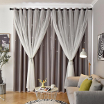 Modernus dvigubo sluoksnio žvaigždžių užtemdančio audinio užuolaidos miegamajam ir svetainei 1.5*2.7 Eyelet (shortening available)