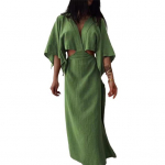 Moteri&scaron;ka V formos i&scaron;kirptės maksi suknelė, seksuali, tu&scaron;čiavidurė, trumpomis rankovėmis, prie kūno prigludusi, perskelta, vasarinė medvilninė lininė ilga suknelė paplūdimio atostogoms S