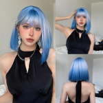 Rožinis trumpas Bob tiesus sintetinis perukas su kirpčiukais, skirtas Cosplay Lolita netikriems plaukams baltoms moterims vakarėliui Natūralus perukas Auk&scaron;tos temperatūros Wig-WL1138-1