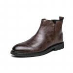 Vyri&scaron;ki natūralios odos batai Klasikiniai ankle boots Žieminiai verslo trumpi batai Vyri&scaron;ki laisvalaikio batai Smailianosiai Jaunikio vestuviniai batai 37 ruda
