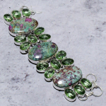 Ruby in Fuchsite, Apatite Gemstone Ethnic 925 Silver Bracelet 7-8 T1U04