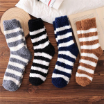 4 poros koralinio fliso kojinių vyrams moterims žiemai pastorintos vidutinio ilgio &scaron;iltos kojinės laisvos miegui namų grindims Calcetines EU 38-45